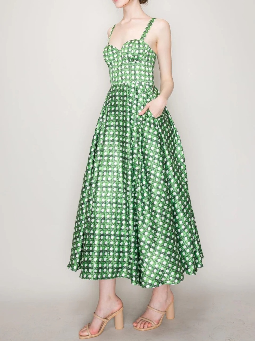Basketweave Trellis Bustier Midi Dress - Picture 8 of 9